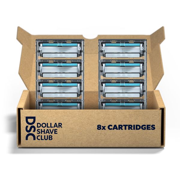 Dollar Shave Club | 4-Blade Club Razor Refill Cartridges, 8 Count | Precision Cut Stainless Steel Blades, Great For Longer Hair and Hard to Shave Spots, Optimally Spaced For Easy Rinsing, Silver/Blue