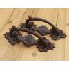 2 LARGE HANDLES RUSTIC CAST IRON BARN DOOR HANDLES SHED GATE PULLS FANCY 8 1/2"