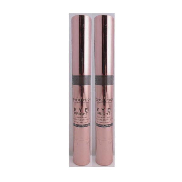 Revolution Makeup EYE BRIGHT Illuminating Under Eye Concealer WARM CHESTNUT, 2pk
