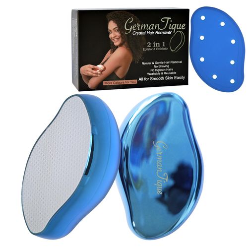Germantique Crystal Hair Eraser,Natural Crystal Hair Remover,Reusable Painless Nano Glass Hair Removal Device without Shaver,Gentle Crystal Epilator and Exfoliator for Soft Silky Skin(Royal Blue)