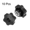 HARFINGTON 10pcs Star Knobs M12 Female Thread 48mm Head Plastic Through Hole Brass Screw-in Clamping Handles Threaded Hand Knobs, Black