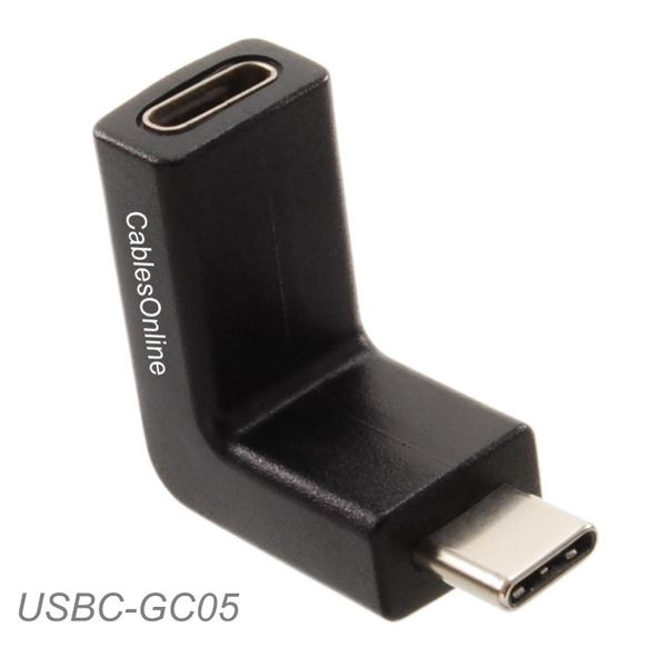 Right-Angle USB-3.1 Type-C Male to Type-C Female Extension Adapter