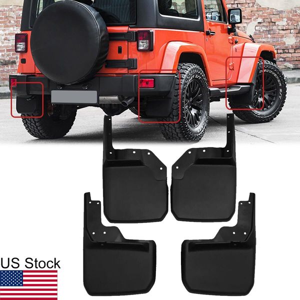 For 2008-2017 Jeep Wrangler JK 4Pcs Front Rear Mud Flaps Guards Splash Mudguard
