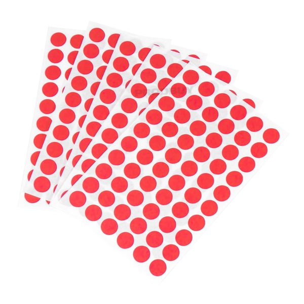 1,500 x Red Dot Stickers 10mm (5 x 300 Packs)