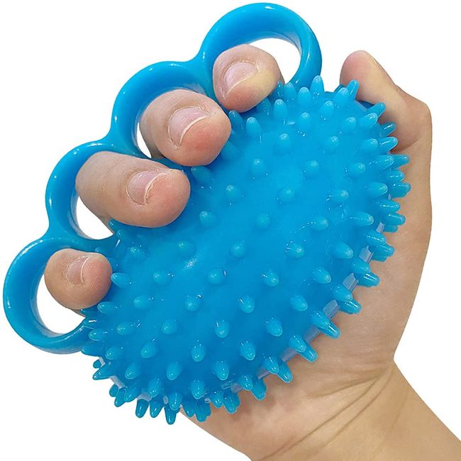 Handtrainer Ball, Handtrainer Fingertrainer Ball Blau, Kraft Dehnen Stressbälle Erwachsene, Therapieball Hand mit Weiche Stacheln, Handgriff Trainer Stressabbau, für Senioren, Erwachsene und Kinder