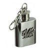 1oz hip flask keyring with Welsh dragon badge