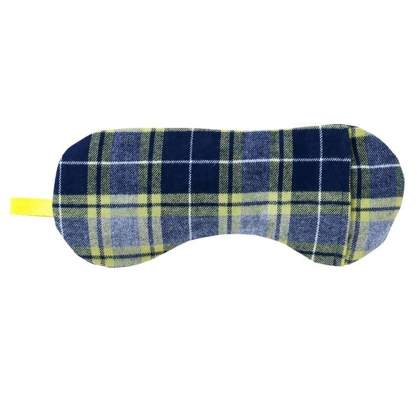 Natural Materials Salt Power Hinyari Mung Beans Warm Salt Eye Pillow Checkered Yellow 21 x 9 x Thickness 1 cm Relaxing with Lavender and Chamomile Scent Moisturizing Cotton Made in Japan Enver-Helk