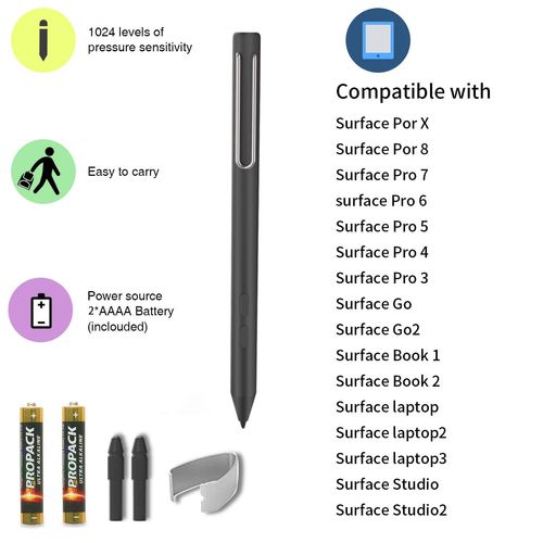 Stylus Pen for Microsoft Surface, Compatible with Surface Pro X/8/7/6/5/4/3, Surface Book 3/2/1, Surface Go3/2/1, Surface Laptop with1024 high Pressure Sensitivity (Black)