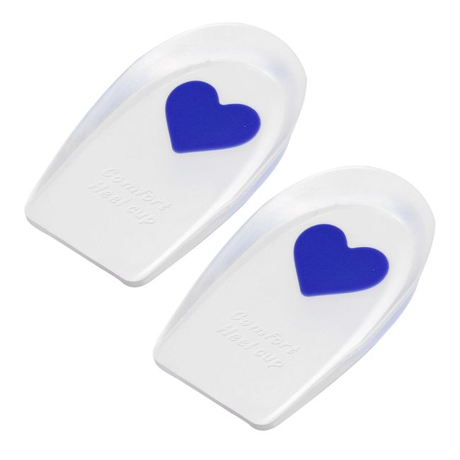 2Pcs Silicone Heel Support Cup Pads Love Pattern Blue Size 33-39