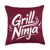 Hibachi Grill Ninja Hibachi Grill Chef Throw Pillow