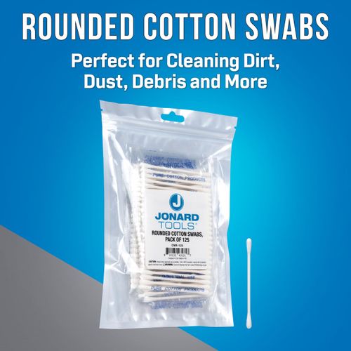 Jonard Tools CWR-125 Rounded Cotton Swabs for Cleaning Delicate Fiber Optic Equipment and V-Grooves, Pack of 125