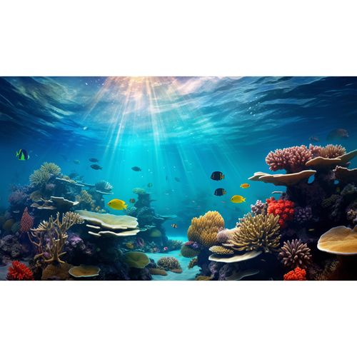 Riivvdise Coral Reef Fish Tank Background Under The Sea Aquarium Background Ocean Floor Terrarium Backgrounds Deep Ocean Reefs Sunray Tropical Fish Underwater Aquarium Tank Backgrounds 36x18in
