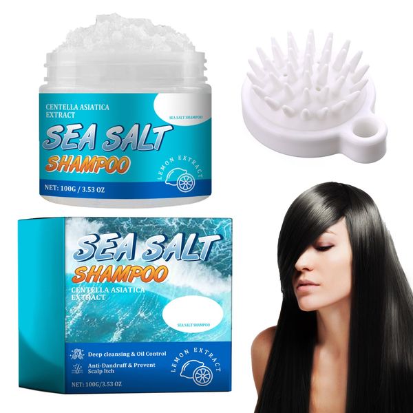 Sea Salt Shampoo Meersalz-Shampoo-Haarscrub, Kopfhautreinigendes Peeling, Naturshampoo für fettiges Haar, Tiefenreinigung, Feuchtigkeitspflege und Ölkontrolle