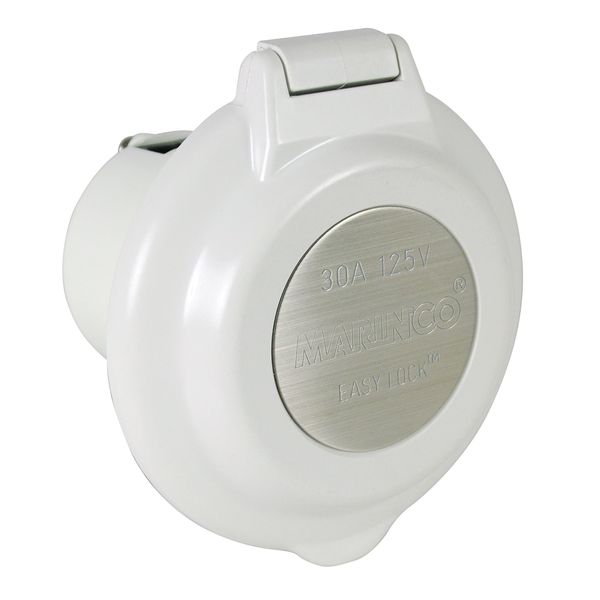 ParkPower by Marinco 304EL-BRV Contour Power Inlet with Stainless Steel Trim , White