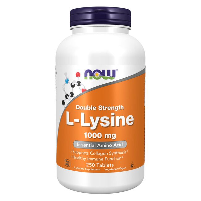 NOW FOODS L-Lysine, Double Strength 1000 mg - 250 Tablets