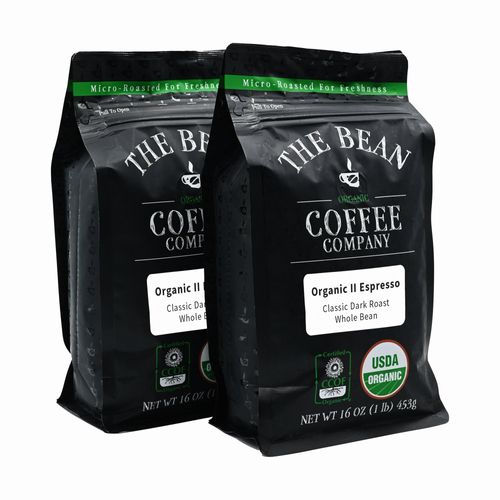 The Bean Organic Coffee Company Il Espresso, Classic Dark Roast, Whole Bean Coffee, 16-Ounce Bags (Pack of 2)