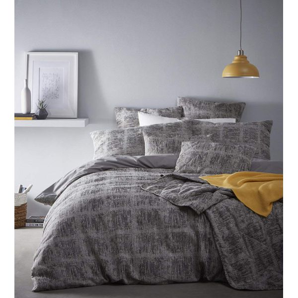 Yorkshire Linen MINERAL Geometric Jacquard Duvet Cover Set Bedding Range grey Single