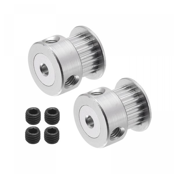 uxcell Timing Pulley 20 Teeth Aluminum Synchronous Wheel Silver 3D Printer Belt Bore Diameter 3mm for CNC Machines 2pcs