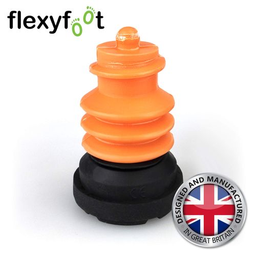 Flexyfoot Shock Absorbing Walking Stick Ferrule Replacement Foot – Fit All Flexyfoot Ferrules - Improves Grip, Improves Safety, Reduces Slips, Reduces Shock from Impacts – Black - Pack of 1
