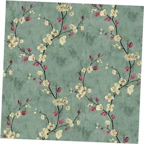 Floral Peel and Stick Wallpaper Flower Tree Contact 17.7 in x 118 in Green