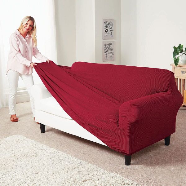 Stretch Sofa Covers (Wine, 2 Seater)