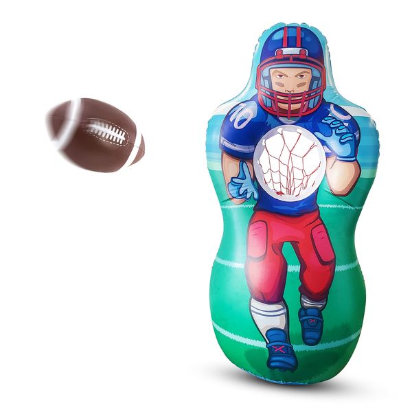 Kovot Inflatable Football Target Set - Inflates to 5 Feet Tall! - Soft Mini Toss Foot Ball Included