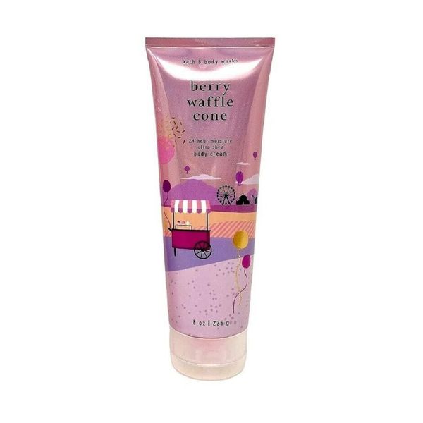 Bath & Body Works Berry Waffle Cone Signature Collection Ultra Shea Body Cream 8 Ounce (Berry Waffle Cone)