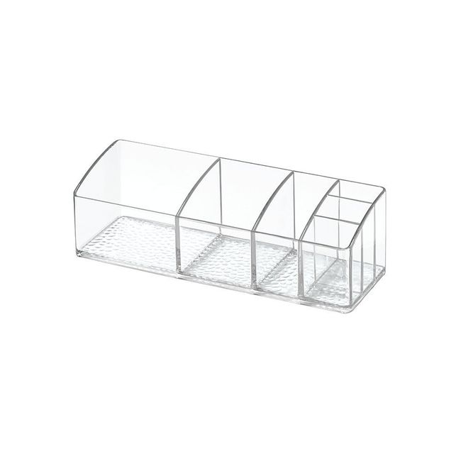 iDesign 42730ES Med+ Medicine Box, Plastic Bathroom Storage Container for Medical Supplies with Six Compartments, Clear, 9" x 3" x 2"