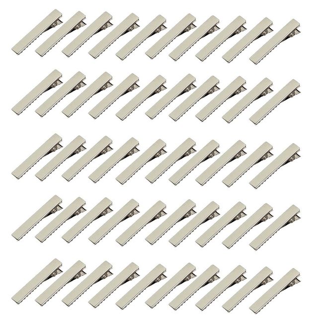 HJ DIY Handicraft Hair Clip Hairpin Hair Clasp Metal Parts Silver Approx. 50 Pieces (46mm)