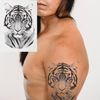 6 Sheets Lion Tiger Temporary Tattoo Stickers, Lion Tiger Face Fake Tattoo Stickers, Black Sketch Realistic Lion Tiger Totem For Men Women