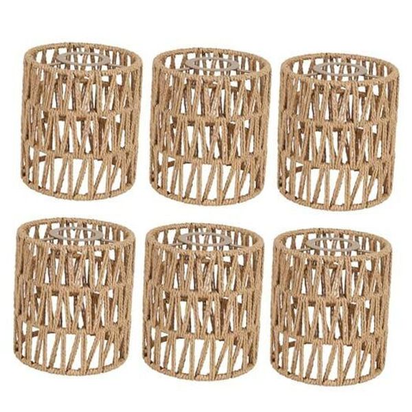 6 Pack Rattan Lamp Shade, Small Boho Lamp Shades Replacement, 5.9In Standard