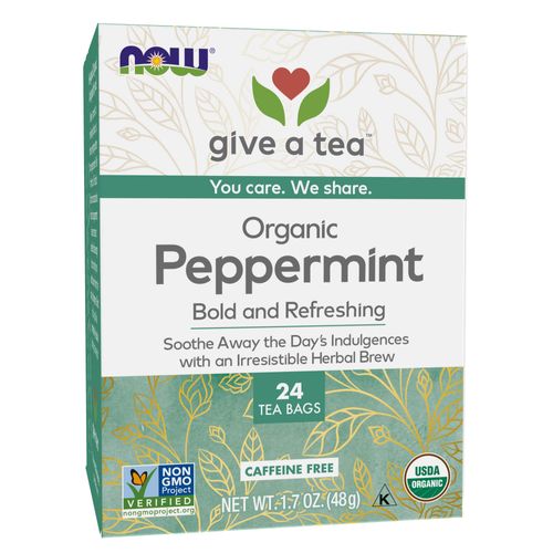 NOW Foods Give a Tea™ Organic Peppermint Tea, Caffeine-Free, 24 bags