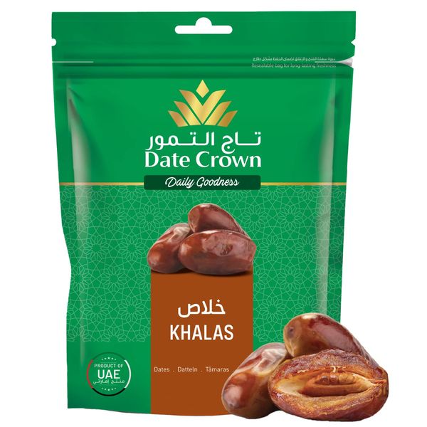 Dates Crown Dates Additive-Free 17.6 oz (500 g) (Color Seeds, Caramel-like Sweetness), Pesticide Residue Tested Non-GMO Superfood, Dried Fruit