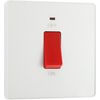 BG Electrical Cooker Control Switch Unit with LED Power Indicator, Single Plate, Double Pole, Screwless, Evolve, Pearlescent White, 45A, PCDCL74W