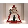 Decorative red wooden Christmas tree, Holiday Rustic Tree decor, Art69