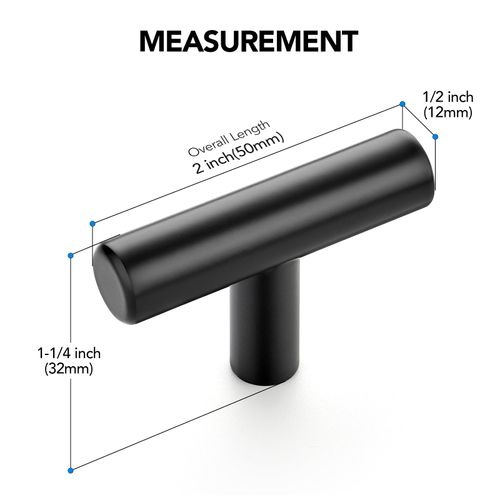 HOME EDIT 20 Pack Matte Black Cabinet Knobs 2 Inch - Black Drawer Knobs Single Hole Black T Bar Hardware Drawer Pulls for Kitchen Cabinets and Dressers