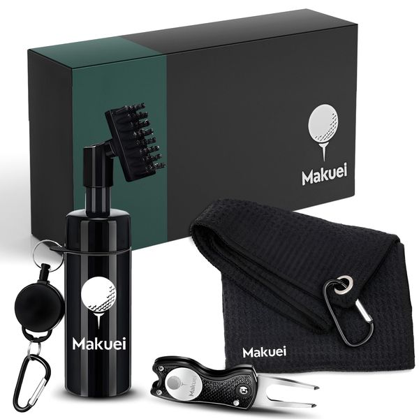 Golf Bag Accessories (3 in 1) - Golf Club Cleaning Brush, Divot Tool and Golf Towel to Keep Your Golf Clubs in Perfect Condition Golfers!