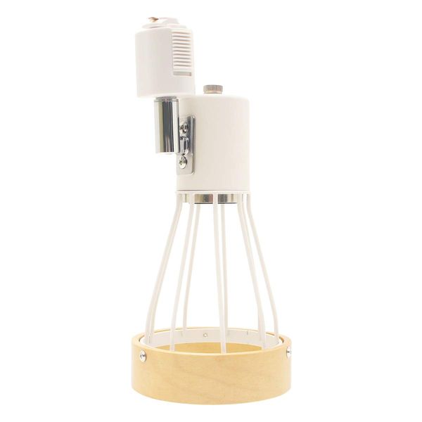 1 x E26 Socket Metal Wire (White) Wood Ring (Natural) Lighting Rail Spotlight