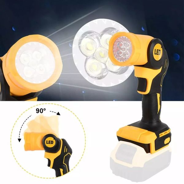 Cordless LED Pivoting Work Light For DeWALT LED 20V 20Volt MAX Flashlight TOOLS