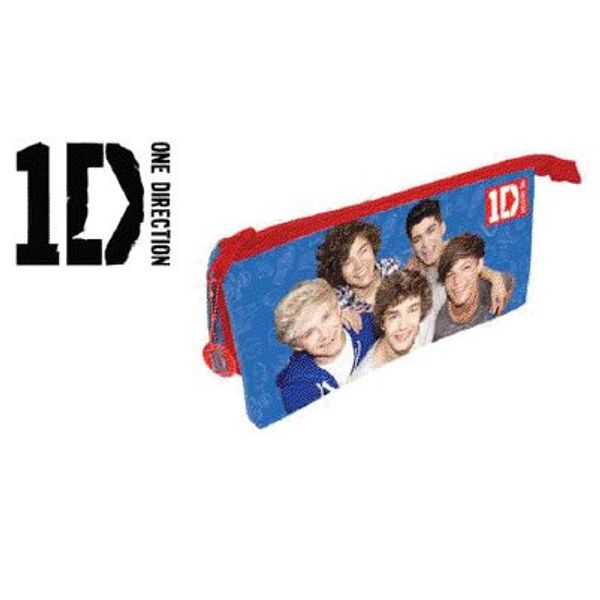 Official One Direction 3 Pocket Large Pencil Case 1D New Blue Style
