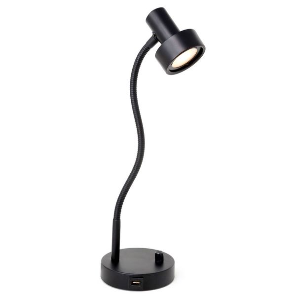 O’Bright Dimmable LED Desk Lamp with USB Charging Port (5V/2A), Full Range Dimming LED, Table Lamp with USB Charger, Flexible Gooseneck, Office Desk Lamp/Bedside Lamp, Vintage Design (Black)