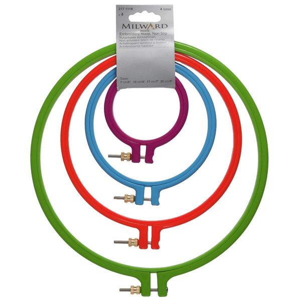 MILWARDS 2171118 Embroidery Hoop Set, Assorted, 7cm/12cm/17cm/22cm