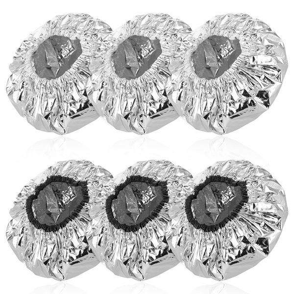 Aster 6 Pieces Deep Conditioning Hair Cap, Aluminum Foil Hair Cap for Hot Oil Treatment Reusable Heating Cap Processing Caps Shower Cap for Hair Dyeing, Tin Foil Hat for Home Salon Use