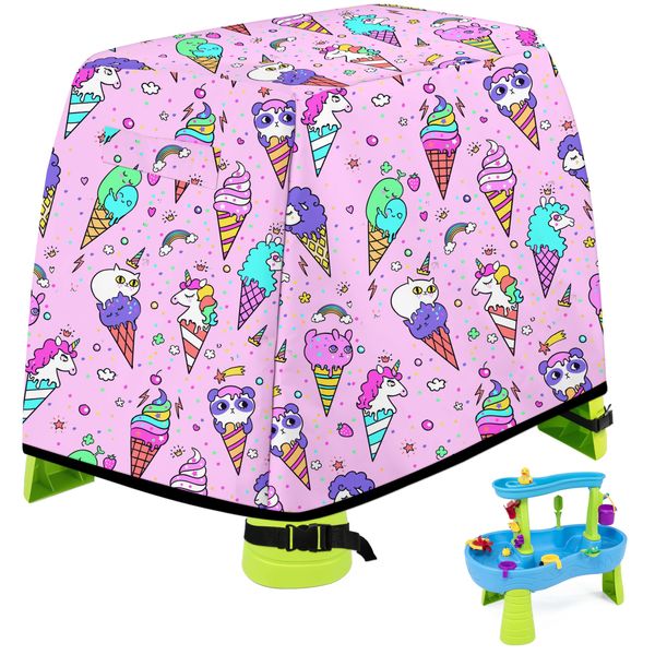 Kids Water Table Cover Unicorn Water Play Table Cover for Step2 Rain Showers Splash Pond Water Table Waterproof Outdoor Water Table Toys Cover for Toddler (Pink)