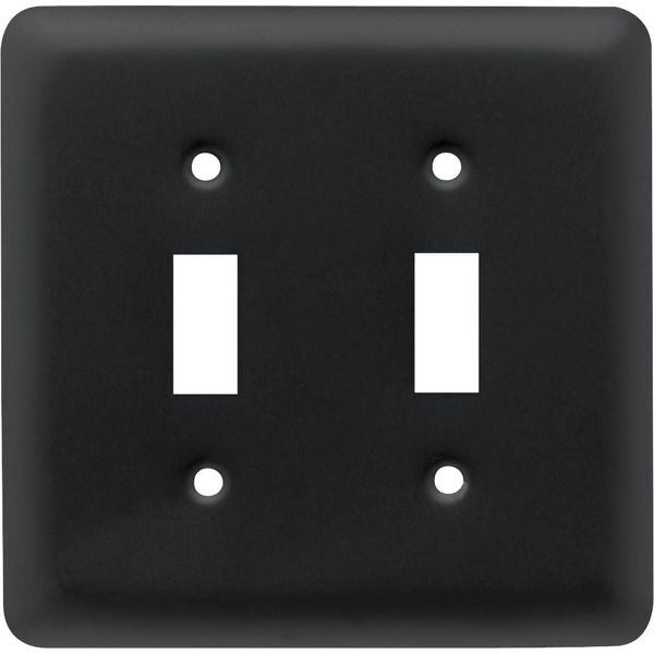 Franklin Brass Stamped Round (1-Pack) Decorative Light Switch Cover Matte Black 2-Gang Wall Plate Double Switch/Toggle Plate Covers Electrical Outlet Covers W10246-FB-C