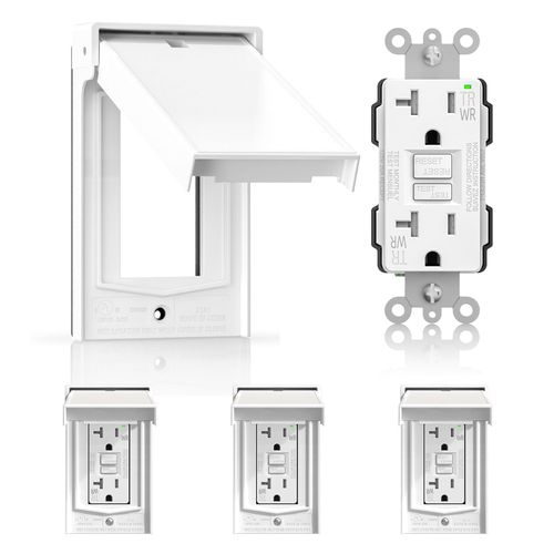 AIDA 20A GFCI Outlet with Weatherproof Cover & Wall Plate,Tamper-Resistant & Weather Resistant Self-Test Electrical Outlet for Bathroom, Kitchen, Outdoor, UL Listed, Matte White, 4 Pack