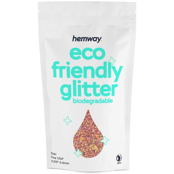 Hemway Eco Friendly Biodegradable Glitter 100g / 3.5oz Bio Cosmetic Safe Sparkle Vegan for Face, Eyeshadow, Body, Hair, Nail and Festival Makeup - Fine (1/64" 0.015" 0.4mm) - Rose Gold Holographic