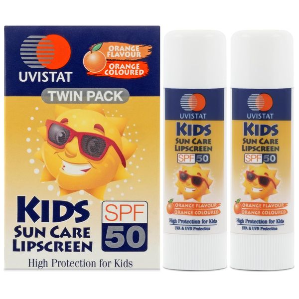 Uvistat Kids Sun Care Lipscreen | SPF50 | Moisturising Lip Balm for Kids | Prevent Dry and Chapped Lips | 2 Tubes