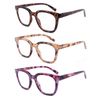 OKH Women Reading Glasses 3 Pack Blue Light Blocking Computer Anti Glare Spring Hinge Rectangle Readers (3pcs Different Tortoise 3.0+)