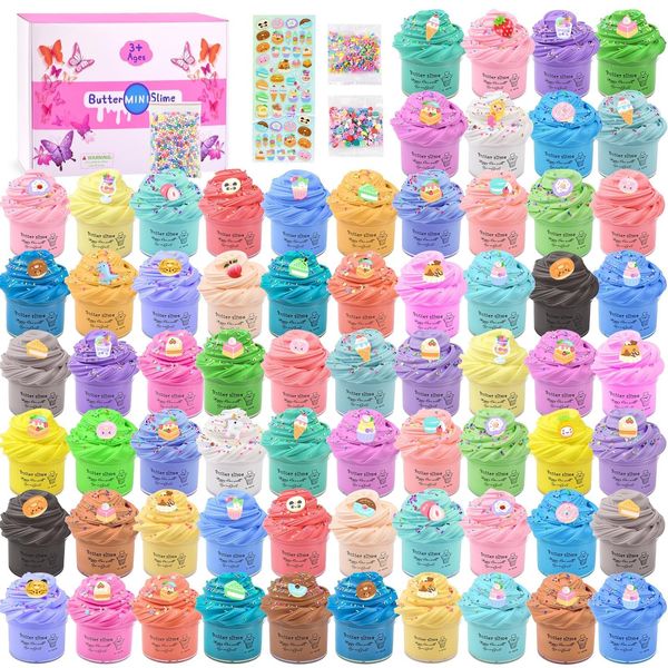 68 Pack Mini Butter Slime Kit, Scented Christmas Slime Party Favor Gifts, Stress Relief Toy for Girls and Boys, Soft & Non-Sticky, DIY Putty Toys for Kids Aged 4-12